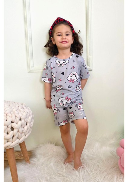 Kız Çocuk Pamuklu Penye Kumaş Şortlu Pijama Takımı