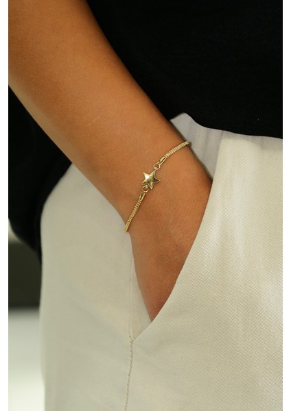 14 Ayar Altın Italyan Yıldız Bileklik