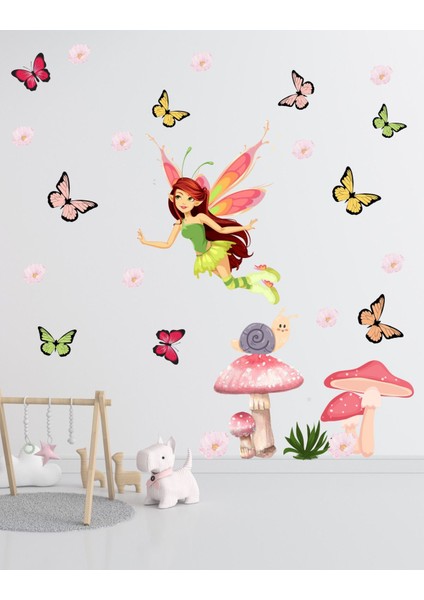 Peri temalı çocuk odası sticker seti kreş anaokulu sticker