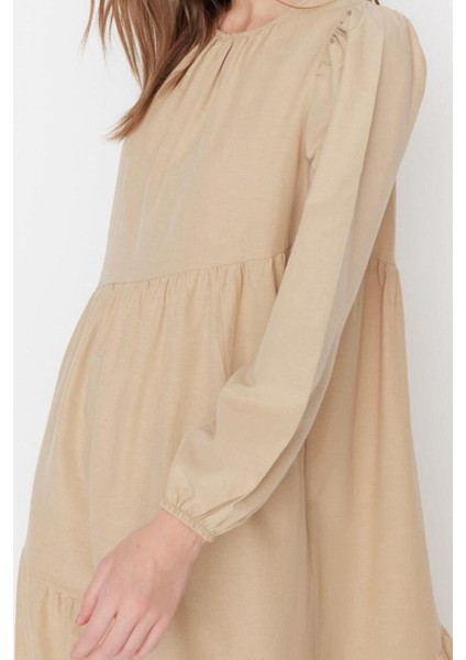 Moda Regular Casual Günlük Terrycotton Dokuma Bisiklet Yaka Uzun Kol A-Line Maxi Boy Tesettür Elbise fiyatları