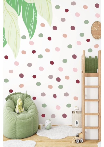 Renkli Lekeli Boho Puantiye Temalı Çocuk Odası Duvar Sticker Seti Duvar Çıkartması