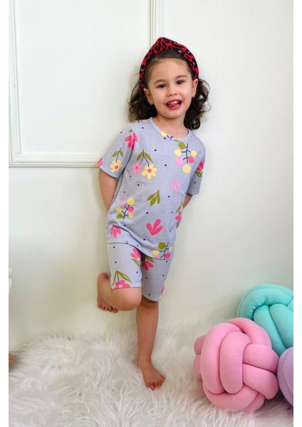 Kız Çocuk Pamuklu Penye Kumaş Şortlu Pijama Takımı