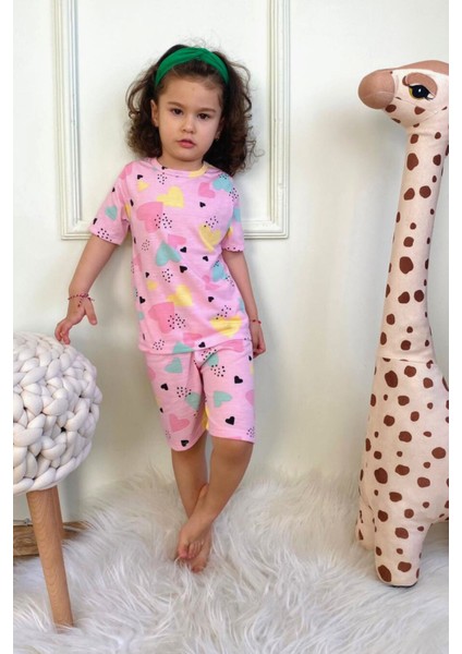 Kız Çocuk Pamuklu Penye Kumaş Şortlu Pijama Takımı