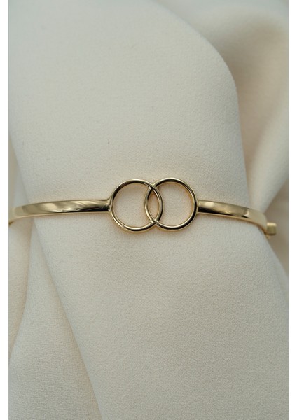 14 Ayar Altın Çift Yuvarlak Tasarım Kelepçe fiyatları