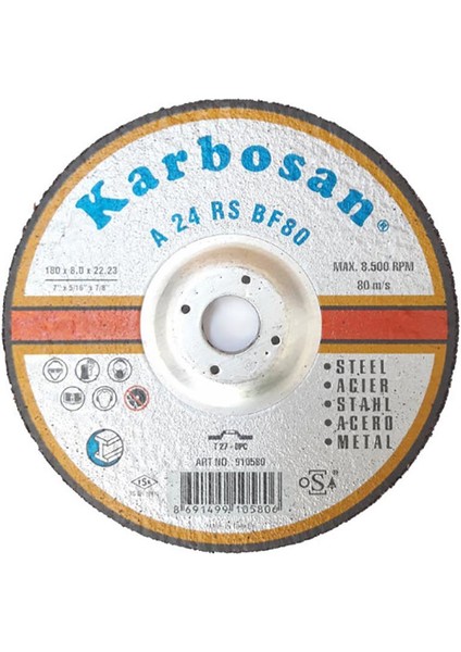 Herseyevinizde Karbosan Metal Taşlama Diski 180X8,0X22,23 - 8691499105806