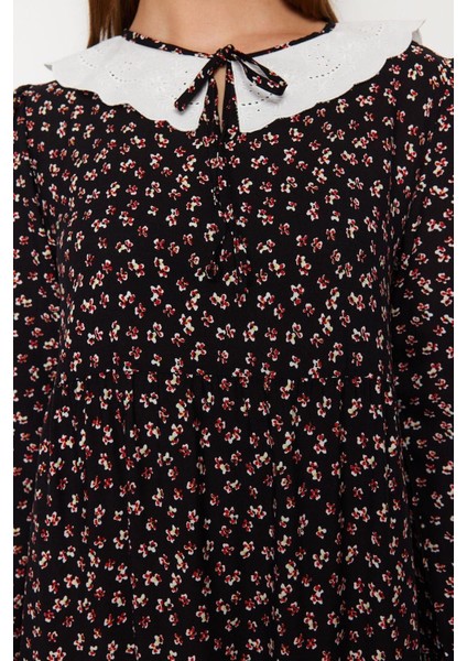 Moda Regular Casual Günlük Belmando Dokuma V Yaka Uzun Kol A-Line Midi Boy Tesettür Elbise
