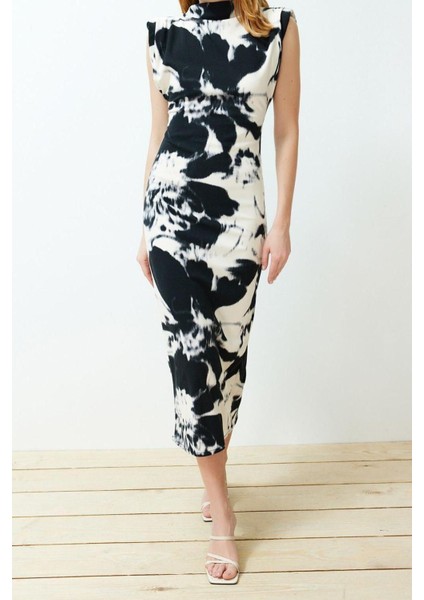 Moda Slim Casual Günlük Scuba Krep Örme Dik Yaka Kolsuz Kol Bodycone Maxi Boy Elbise fırsatları
