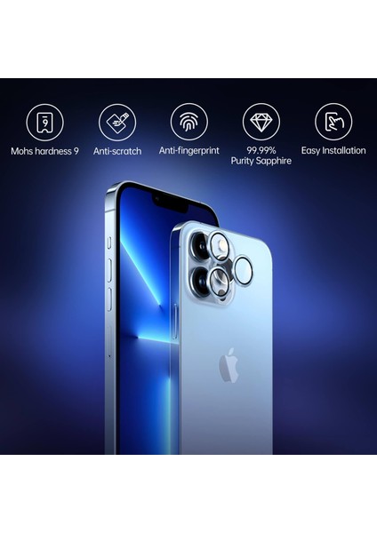 Iphone 16 Pro ve 16 Pro Max Uyumlu Sapphire Lens Koruyucu