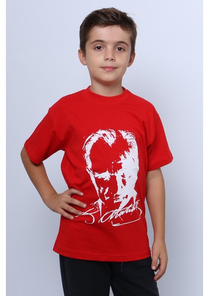 Çocuk Atatürk Ayyıldız Baskılı Tshirt Kısa Kollu A62