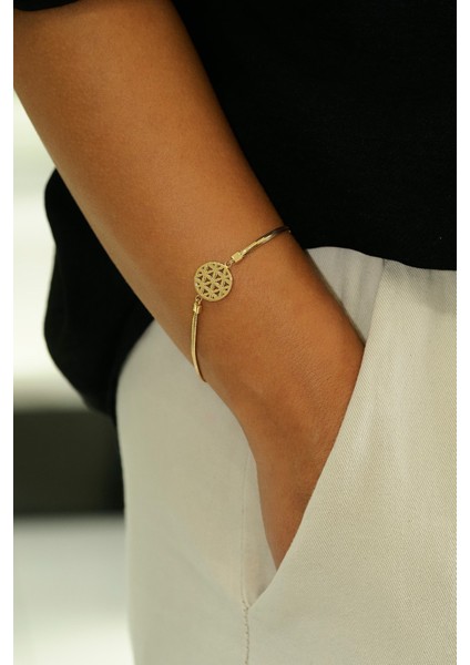 14 Ayar Altın Italyan Yaşam Çiçeği Bileklik