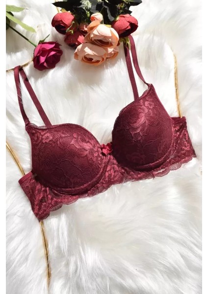 Dantelli Destekli Sutyen Bordo fiyatları