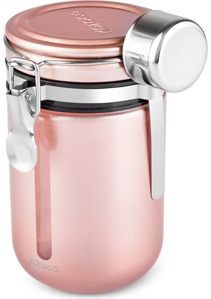 Mastermaid Kilitli Kapaklı Kaşıklı Kahve Saklama Kabı 650 ml Rosegold