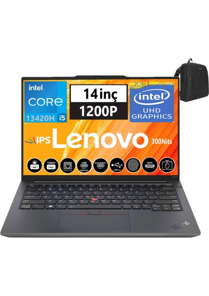 Thinkpad E14 Gen5 Intel Core I5-13420H 16GB 512GB SSD 14" Fhd+ IPS WINDOWS11PRO Taşınabilir Bilgisayar TP21JK00KTTX22+ZETTAÇANTA