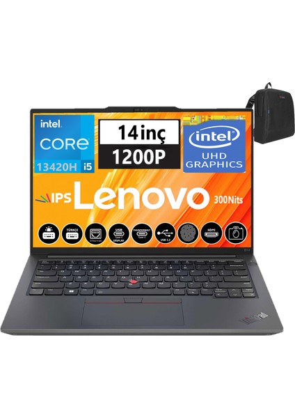Thinkpad E14 Gen5 Intel Core I5-13420H 40GB 1tb SSD 14" Fhd+ IPS Fredos Taşınabilir Bilgisayar TP21JK00KTTX15+ZETTAÇANTA