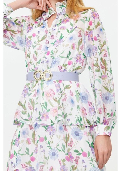 Moda Regular Günlük Yoryo Şifon Dokuma Gömlek Yaka Uzun Kol Eteği Fırfırlı Maxi Boy Tesettür Elbise fırsatları