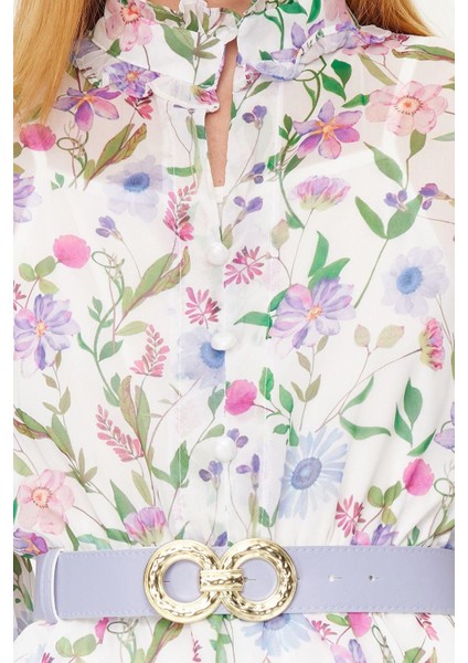 Moda Regular Günlük Yoryo Şifon Dokuma Gömlek Yaka Uzun Kol Eteği Fırfırlı Maxi Boy Tesettür Elbise indirimleri