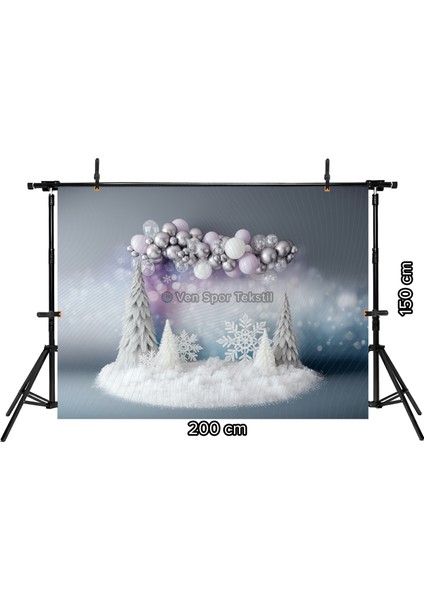 Kış Masalı Kar Taneleri ve Balonlar Arka Planı 200 x 150 cm Stüdyo Fonu fiyatları