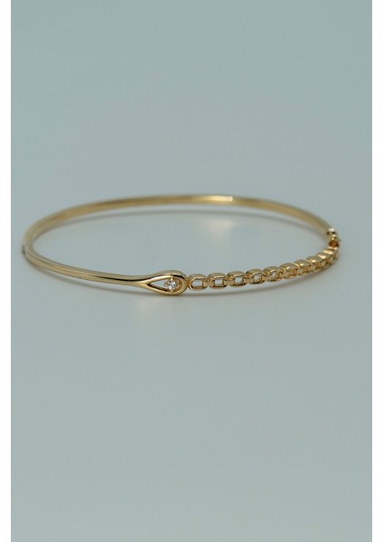 14 Ayar Altın Zincir Model Tektaşlı Kelepçe fırsatları