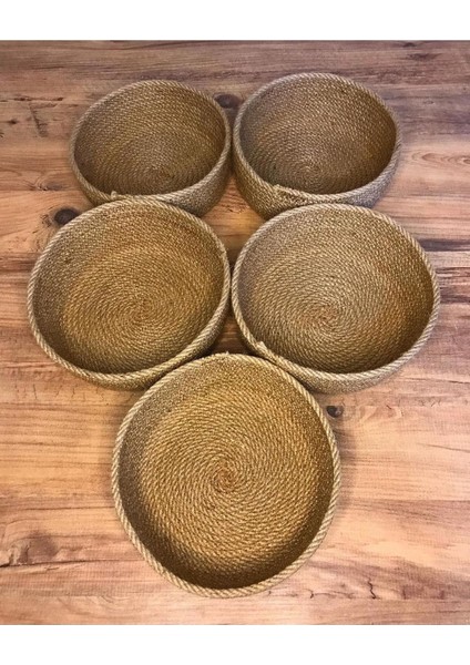 5li Hasır Sepet, Jüt Sepet, %100 Doğal Hasır Sepet, Çok Amaçlı Dekoratif Hasır Sepet, Organizer fiyatları