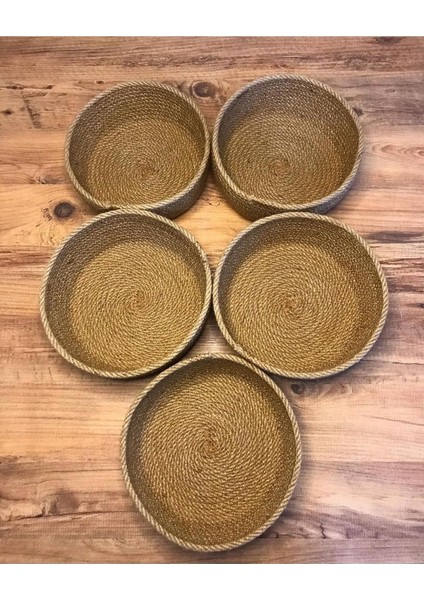 5li Hasır Sepet, Jüt Sepet, %100 Doğal Hasır Sepet, Çok Amaçlı Dekoratif Hasır Sepet, Organizer modelleri