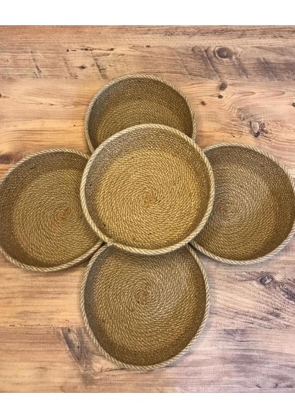 5li Hasır Sepet, Jüt Sepet, %100 Doğal Hasır Sepet, Çok Amaçlı Dekoratif Hasır Sepet, Organizer indirimleri