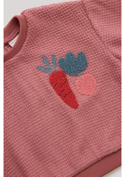 Kız Bebek Pembe Eşofman Üstü Yumuşak Örme Kumaş Cepli Tasarım Lastikli Paça modelleri