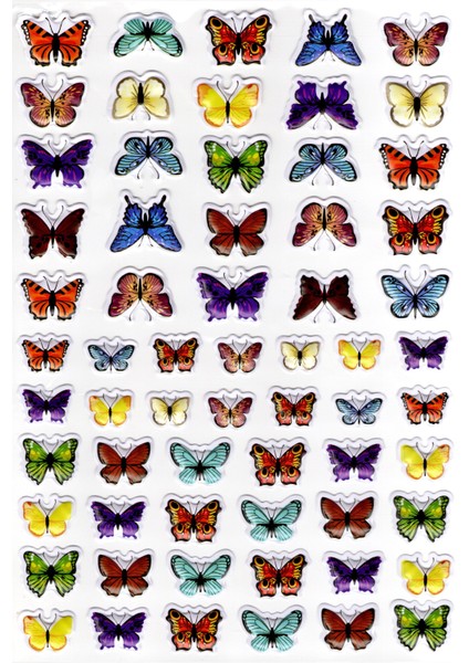 Sticker Kabartmalı A4 Boyutunda Stiker Defter, Planlayıcı ETIKET-(LIM542) - Renkli Kelebek