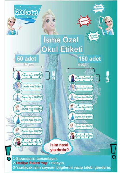 Okul Etiketi Kalem Defter Etiketi Özel Isim Yazılabilen Etiket Isme Özel Etiket Elsa