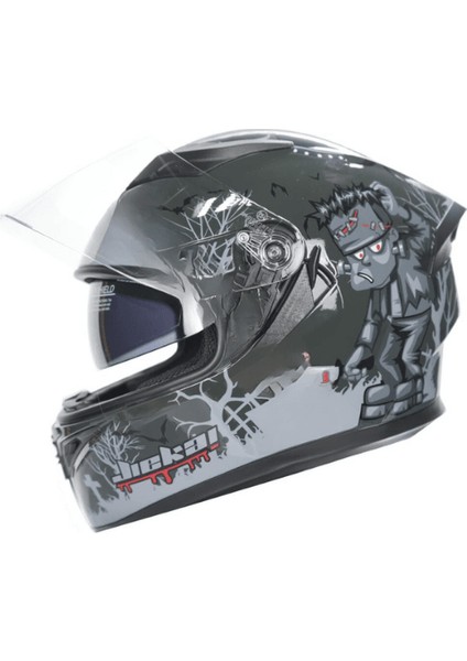 Kapalı Full Face Vizörlü Frankenstein's Monster Kask Xl Beden
