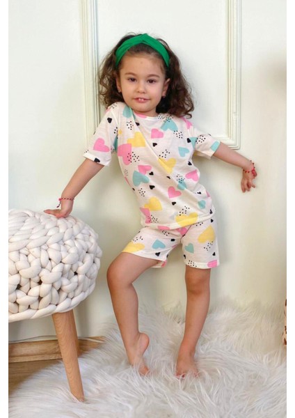 Kız Çocuk Pamuklu Penye Kumaş Şortlu Pijama Takımı