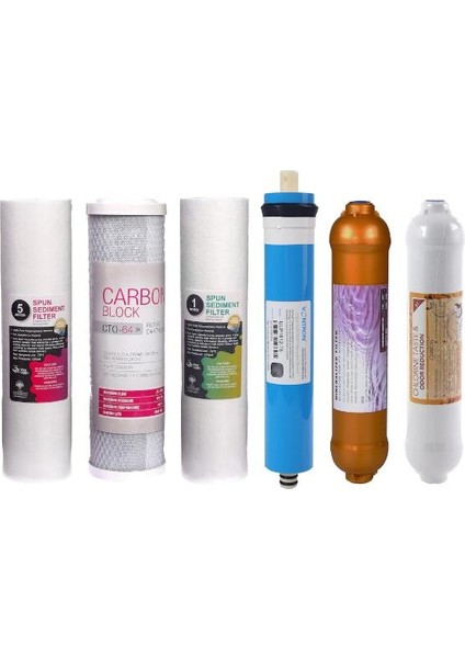 Su Arıtma Cihazı 6'lı Filtre Seti Ekonomik Set Vontron Membranlı Gold Mineral Filtre