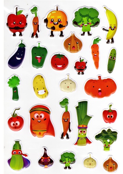 Sticker Kabartmalı A4 Boyutunda Stiker Defter, Planlayıcı ETIKET-(LIM550) - Meyve Sebze