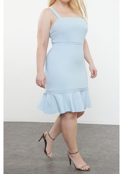 Moda Fit Casual Günlük Finike Dokuma Kare Yaka Truvakar Kol Kol Bodycone Mini Boy Büyük Beden Elbise fiyatları