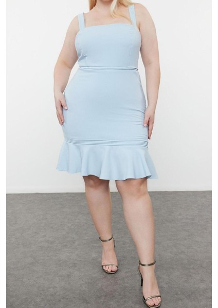 Moda Fit Casual Günlük Finike Dokuma Kare Yaka Truvakar Kol Kol Bodycone Mini Boy Büyük Beden Elbise modelleri