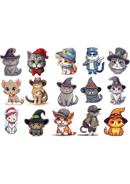 Kedi Sticker Seti Cat Sticker Notebook Laptop PC Telefon Vintage