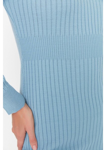 Moda Slim Casual Günlük Fitilli Triko Polo Yaka Uzun Kol Bodycone Midi Boy Elbise fırsatları