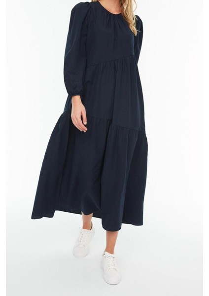 Moda Regular Casual Günlük Terrycotton Dokuma Bisiklet Yaka Uzun Kol A-Line Maxi Boy Tesettür Elbise fiyatları