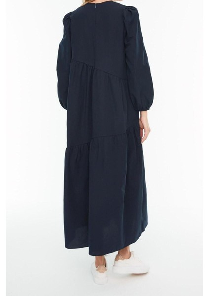 Moda Regular Casual Günlük Terrycotton Dokuma Bisiklet Yaka Uzun Kol A-Line Maxi Boy Tesettür Elbise indirimleri