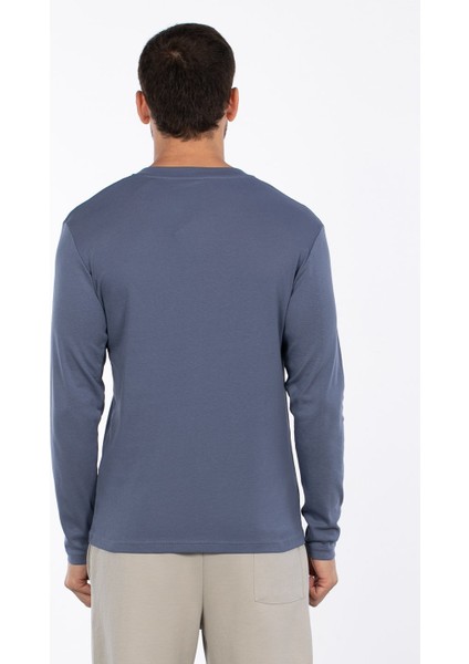 Patlı Düğme Detay Sweatshirt - Koyu Mavi