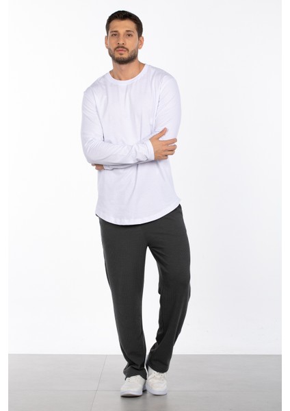 Bisiklet Yaka Uzun Kol T-Shirt - Beyaz fiyatları