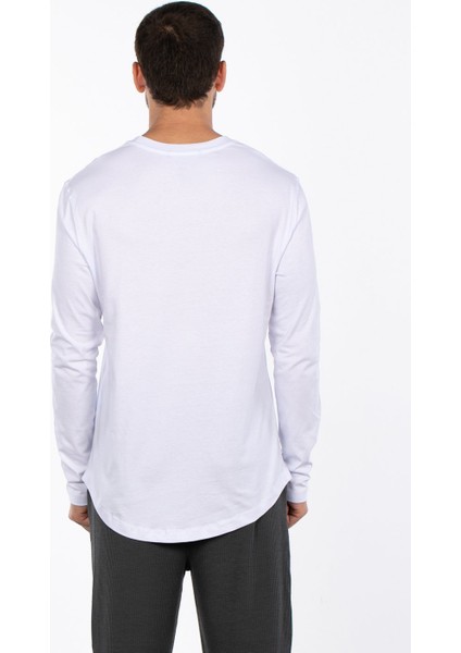Bisiklet Yaka Uzun Kol T-Shirt - Beyaz indirimleri