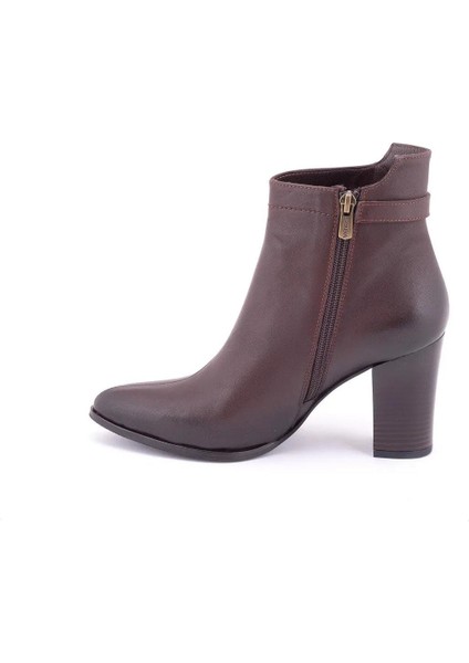 2355801K Kadın Deri Dikiş Detaylı Tokalı Fermuarlı Topuklu Bot indirimleri