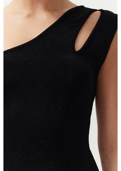 Moda Slim Mezuniyet Balo Simli Örme Örme Asimetrik Yaka Kolsuz Kol Bodycone Maxi Elbise