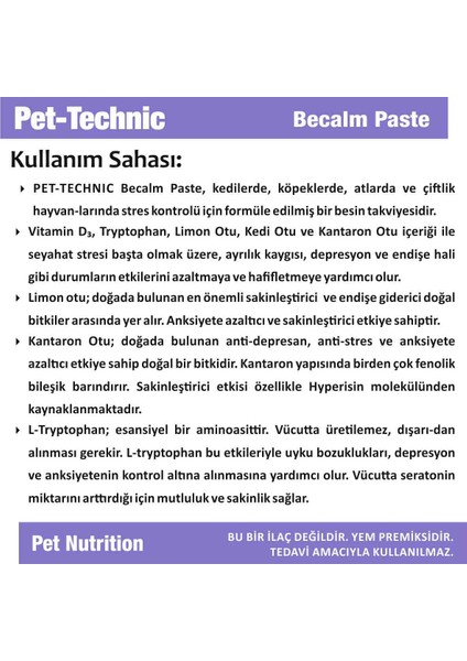 Pet-Technıc Becalm Pasteanti-Stres Sakinleştirici Etki Rahatlatıcı