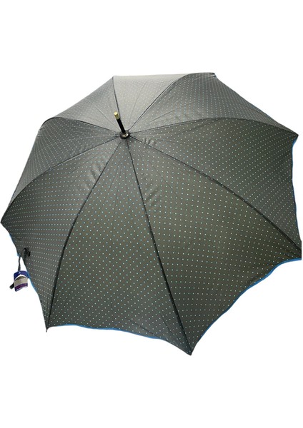 Lacivert Mavi Noktalı Baston Şemsiye 8 Telli 709883