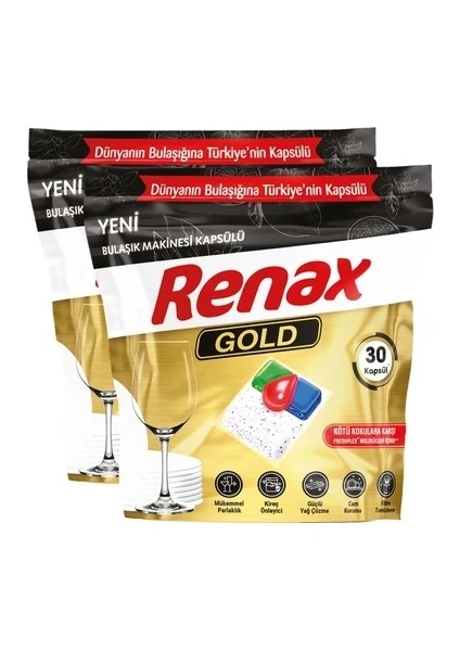 Renax Gold Bulaşık Makine Kapsülü 2 x 30 Adet 60'lı