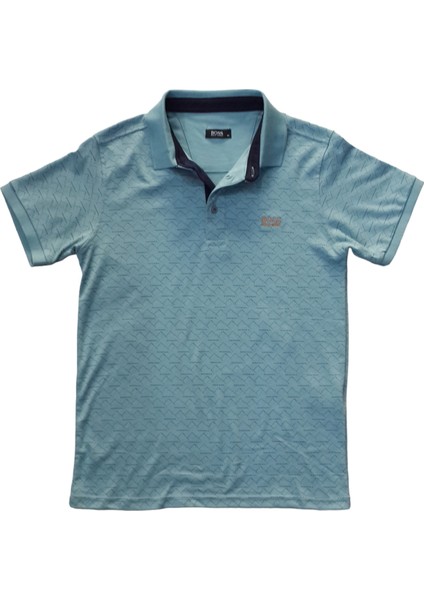 Erkek Yeşil Polo Yakalı Yakası Düğmeli Kısa Kollu Pamuklu Tişört Etp-Bsü