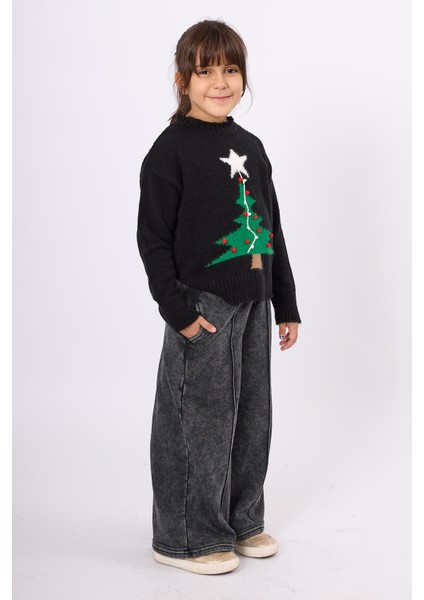 Happy Times Çam Ağacı Desenli Çocuk Yılbaşı Kazağı - Siyah/yeşil indirimleri