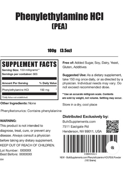 Phenylethylamine Hcı (Pea) 100 gr fırsatları