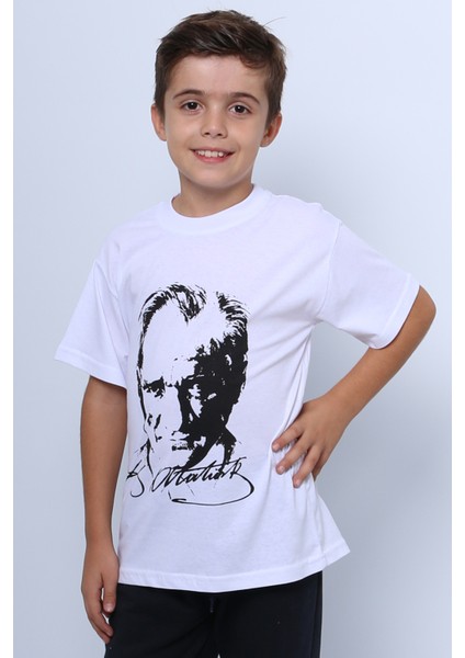 Çocuk Atatürk Ayyıldız Baskılı Tshirt Kısa Kollu A62
